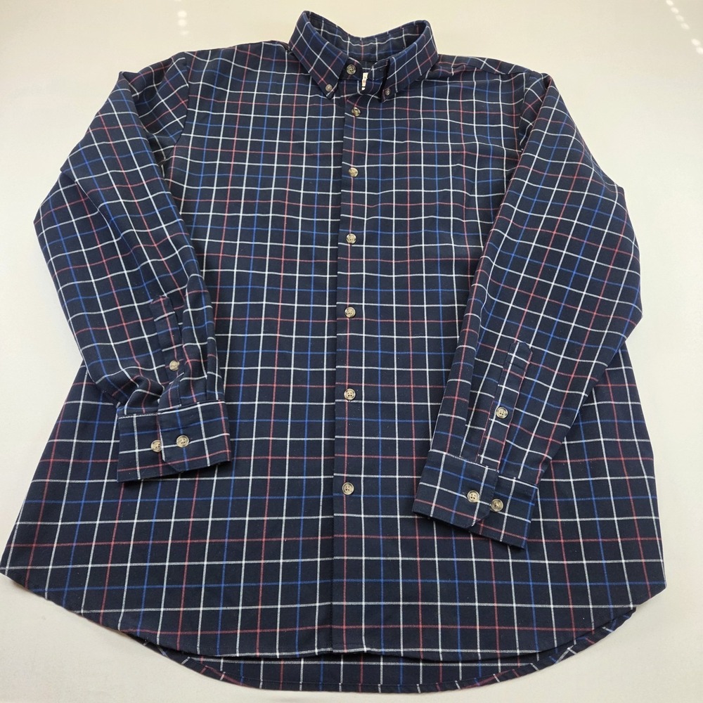 Mizzen + Main City Flannel Navy Blue Plaid Men's XL Standard Fit